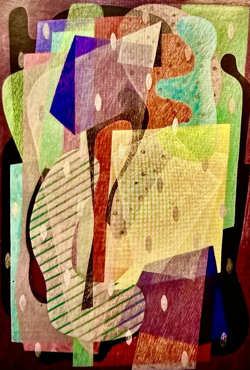 Paulo Laender - Caminhando Entre Pirsmides e Castelos - Têmpera vinílica e acrílica sobre tela gessada sobre chassi - 2023 - 160 x 110 cm.