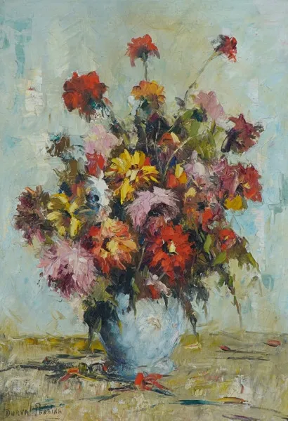 Durval Pereira - Vaso de flor - Óleo sobre tela - Assinado canto inferior esquerdo - 70 x 50 cm.(1)